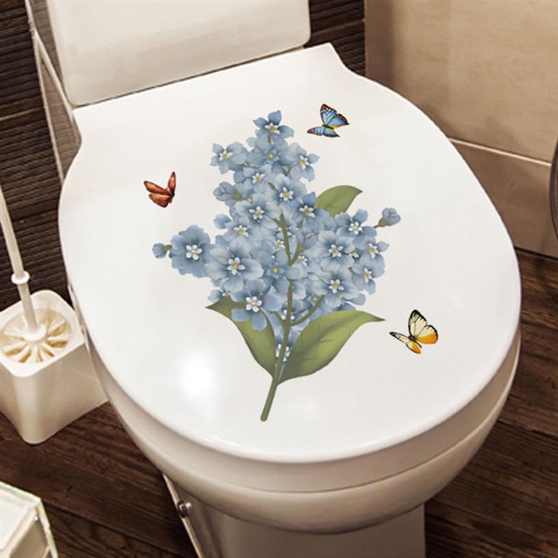 Wc Deksel Sticker Bloem Patroon Vinyl Art Waterdicht Behang Verwijderbare Badkamer Decals WC Toilette Poster: 1