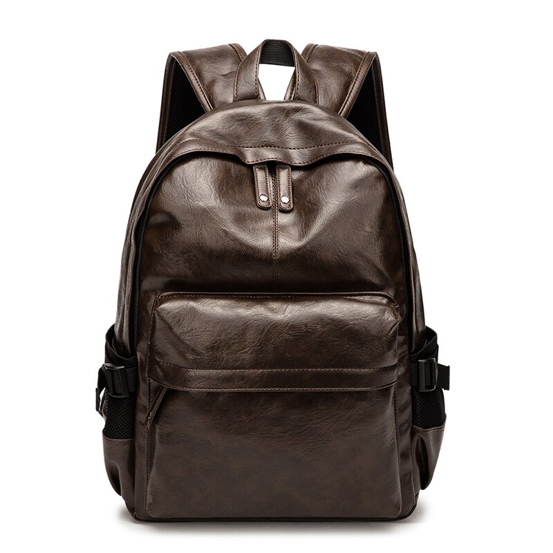 Mochila Vintage de cuero sintético suave para hombre, bolso de hombro antirrobo con doble cremallera, de gran capacidad, informal, para viaje: Coffee