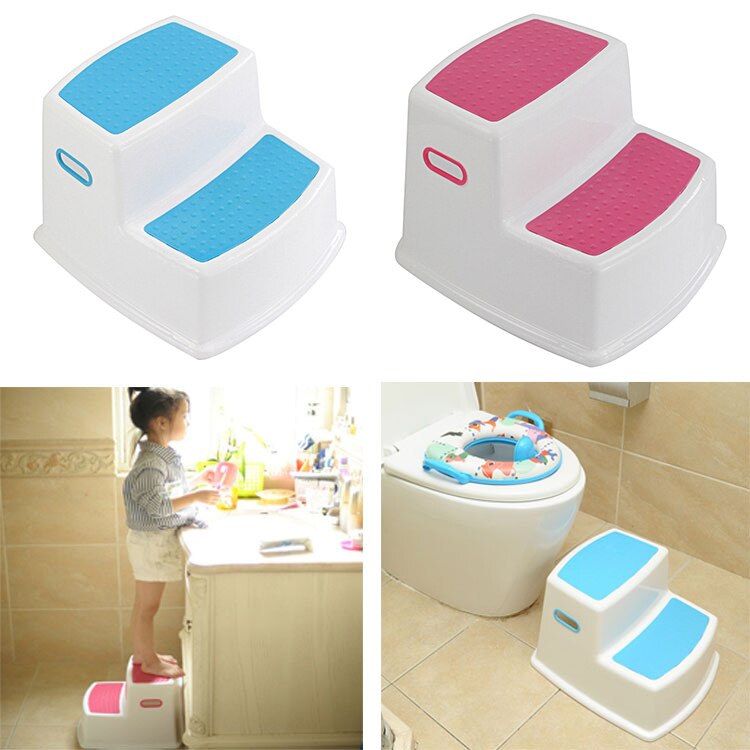 2 Step Stool for Kids Toddler Stool for Toilet Potty Training Slip Bathroom Kitchen GHS99