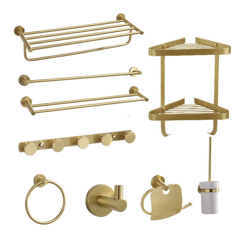 Bathroom Accessories Set, Brass Brushed Gold Paper Holder,Towel Bar,Towel Rack,Toilet Brush Holder, Corner Shelf,Bath Hardware