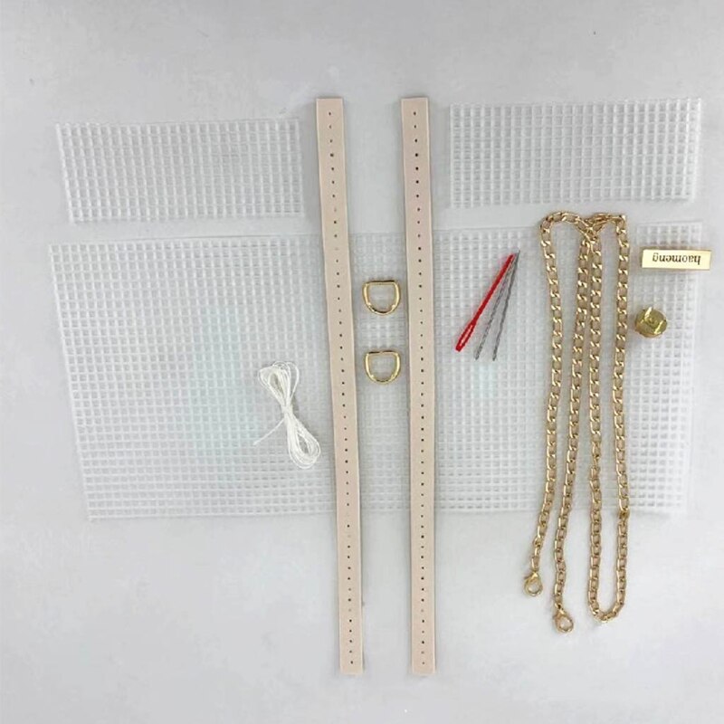 8 Stks/set Pluche Mesh Weven Plastic Kit Craft Diy Handtas Tas Accessoires Hand-Woven Tassen Weven Helper