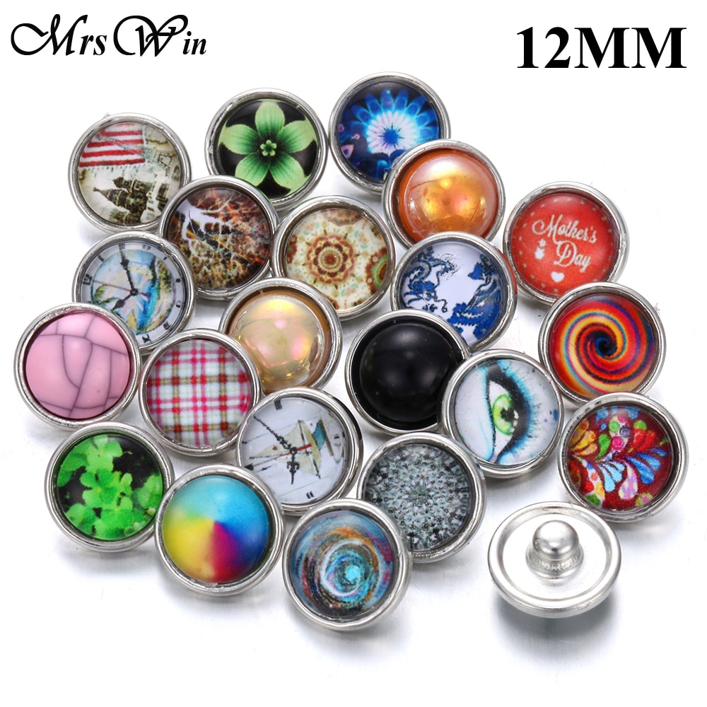 100pcs/lot 12mm 18mm Snap Button Jewelry for Snap Bracelet Mixed Rhinestone Metal Charms DIY Buttons Snap Jewelry