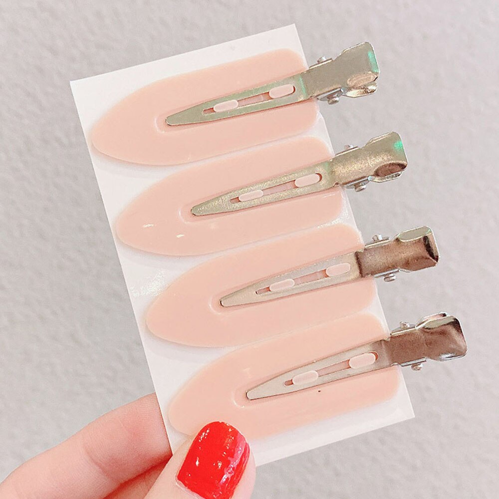 1/4 sztuk bez zginania bez szwu spinki do włosów z boku grzywka Fix Fringe Barrette spinki do włosów makijaż mycie twarzy akcesoria kobiet dziewczyn stylizacji: 4pcs Pink