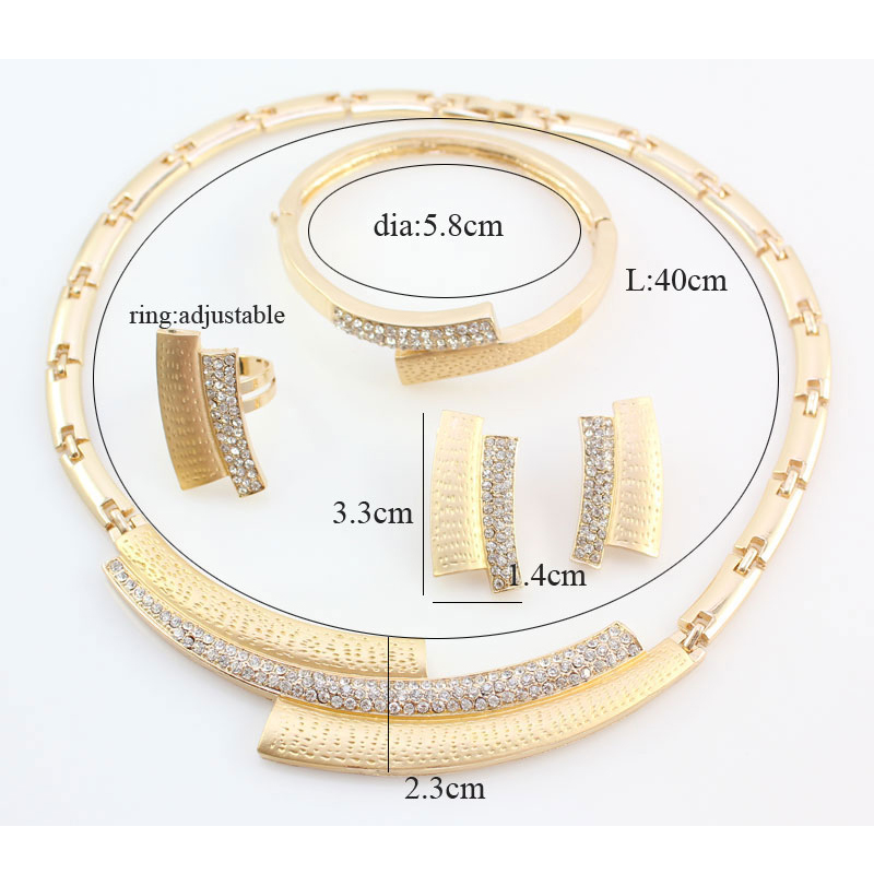 Wedding Bridal Crystal Strass Sieraden Sets Afrikaanse Kralen Dubai Goud Kleur Verklaring Sieraden Kostuum