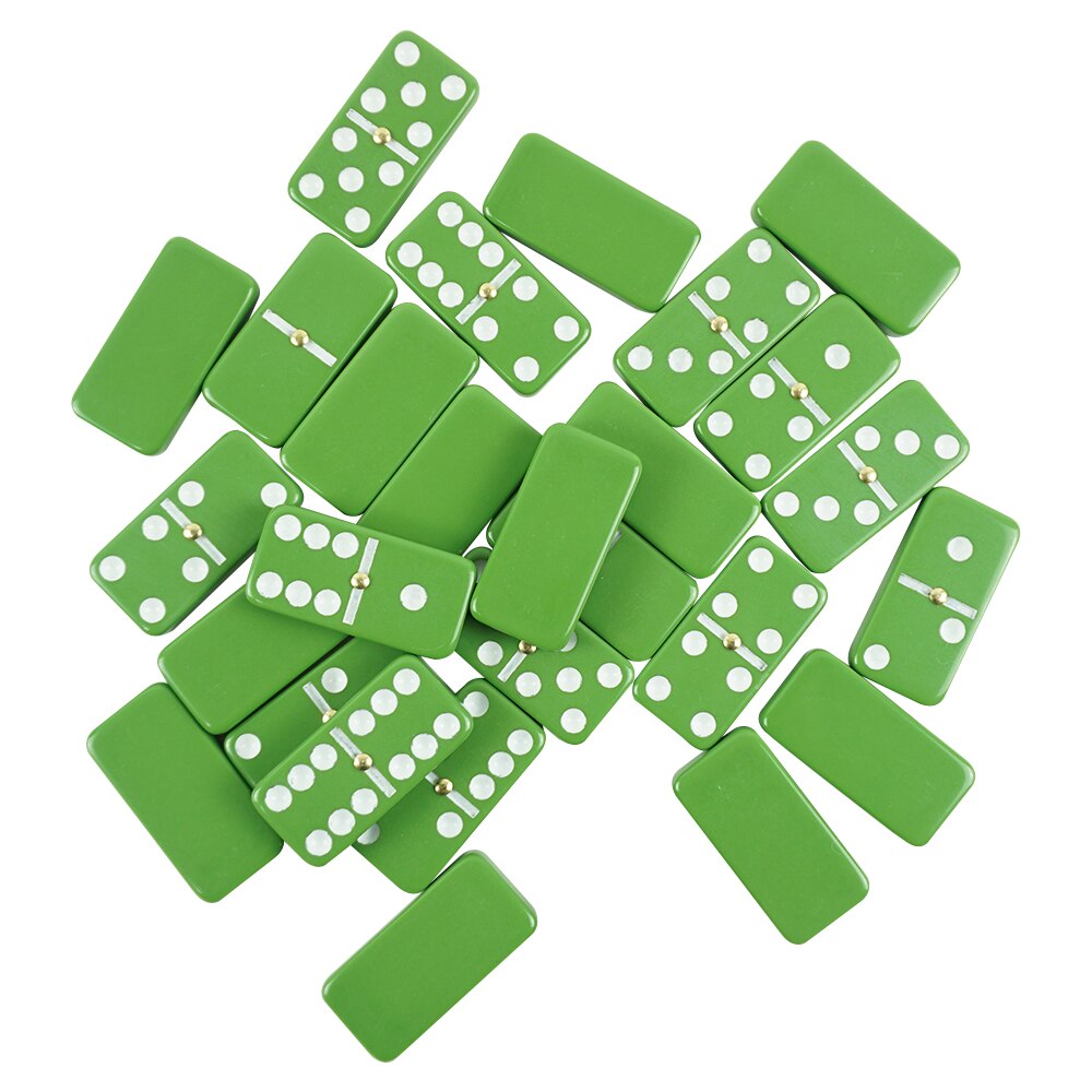 Factory directly supply of melamine dominos 50*25*10mm green with white dot plastic dominoes with clear domino