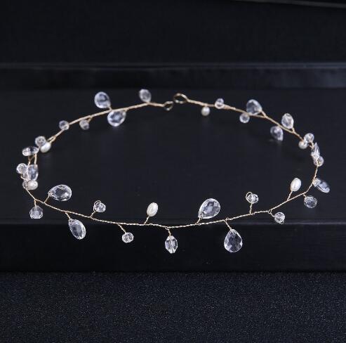 Western Wedding Hoofdtooi Voor Bruid Handgemaakte Bruiloft Kroon Bloemen Parel Haaraccessoires Haarspeld Ornamenten: YLHJ085F gold