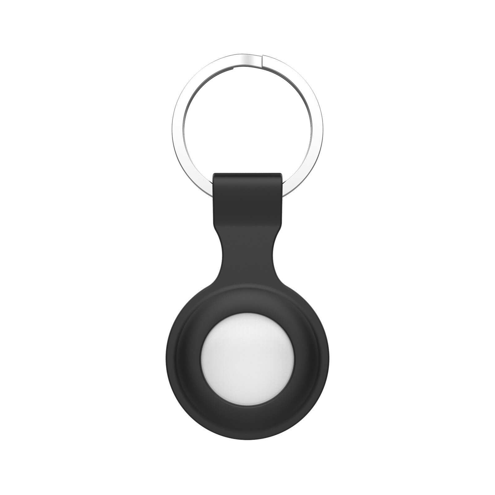 Voor Apple Airtags Vloeibare Siliconen Beschermhoes Voor Apple Locator Tracker Anti-Verloren Apparaat Sleutelhanger Beschermhoes: Black
