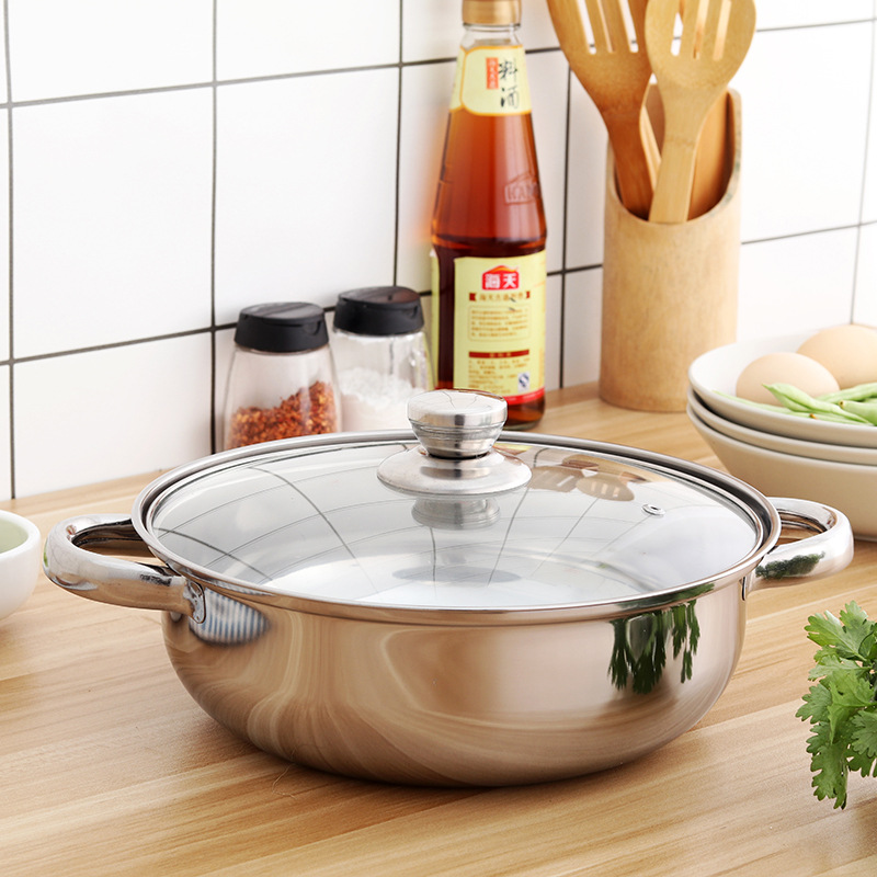 Stainless Steel 2 layer Thick Steamer pot Soup Steam Pot Universal Cooking Pots for Induction Cooker Gas Stove Hotpot Steam Pot: 1 layer with lid