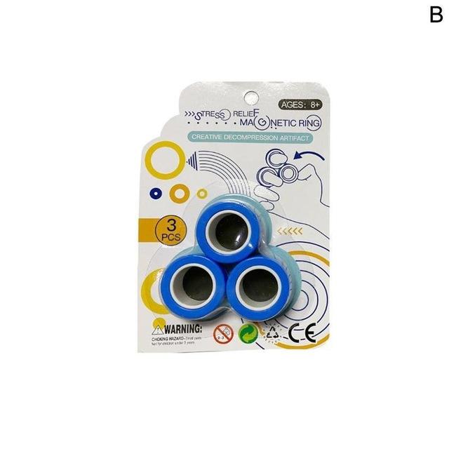 Anti-stress magnetiske ringe magisk magnetisk armbånd ring unzip legetøj angst lindring fokus børn dekompression fidget legetøj: B blå