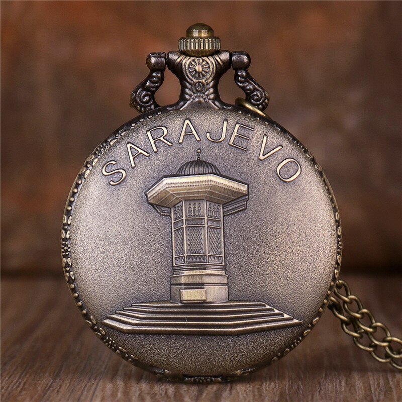Jahrgang männer Quarz fob Taschenuhr Sarajevo Sapele Sabili Pavillon Brunnen Thema Quarz Taschenuhr Halskette Uhr: Ursprünglich Titel