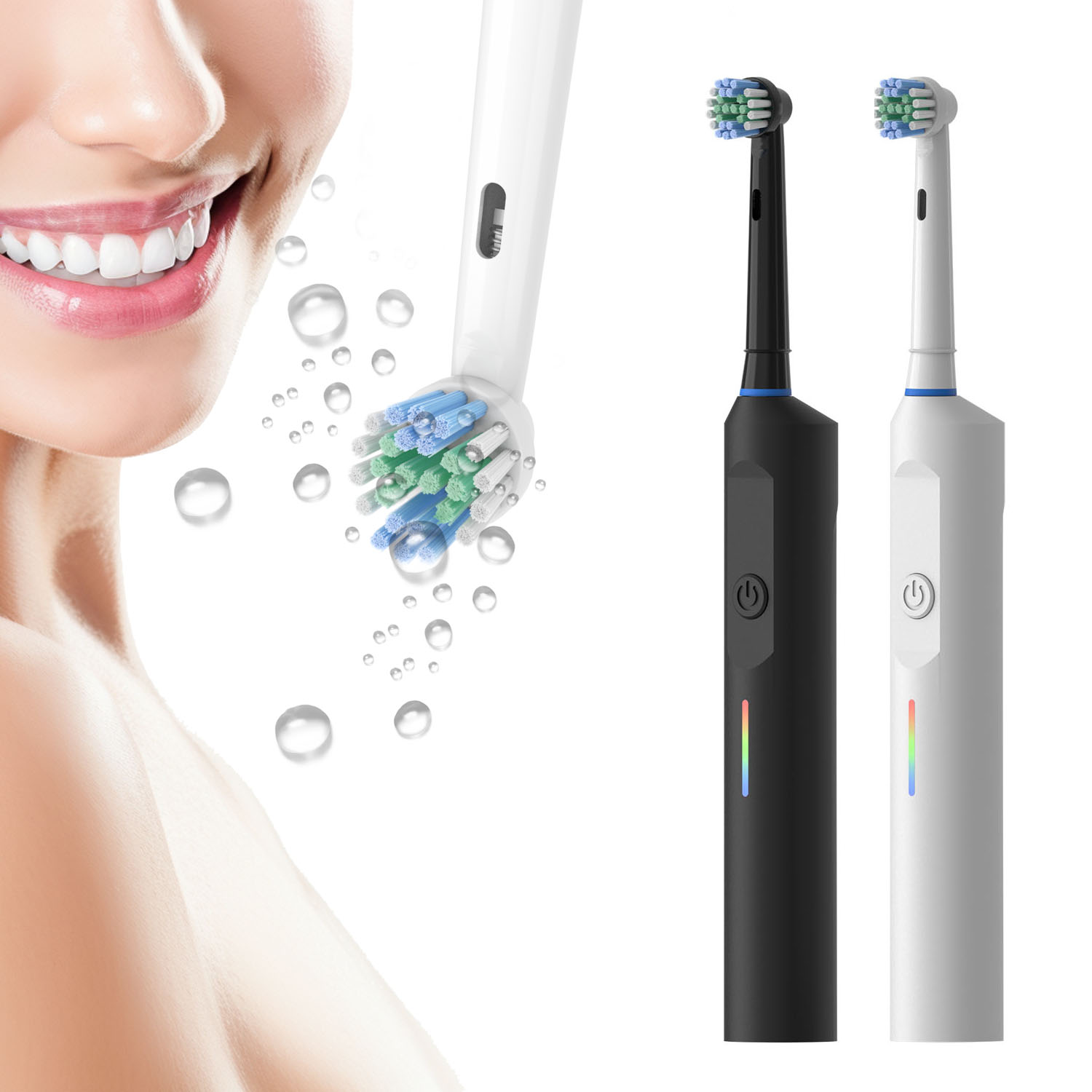 Elektrische Tandenborstel Roterende Ronde Kop Volwassen Zachte Borstelharen Inductie Automatische Heren En Dames Koppels Set Compatibel Met Orab