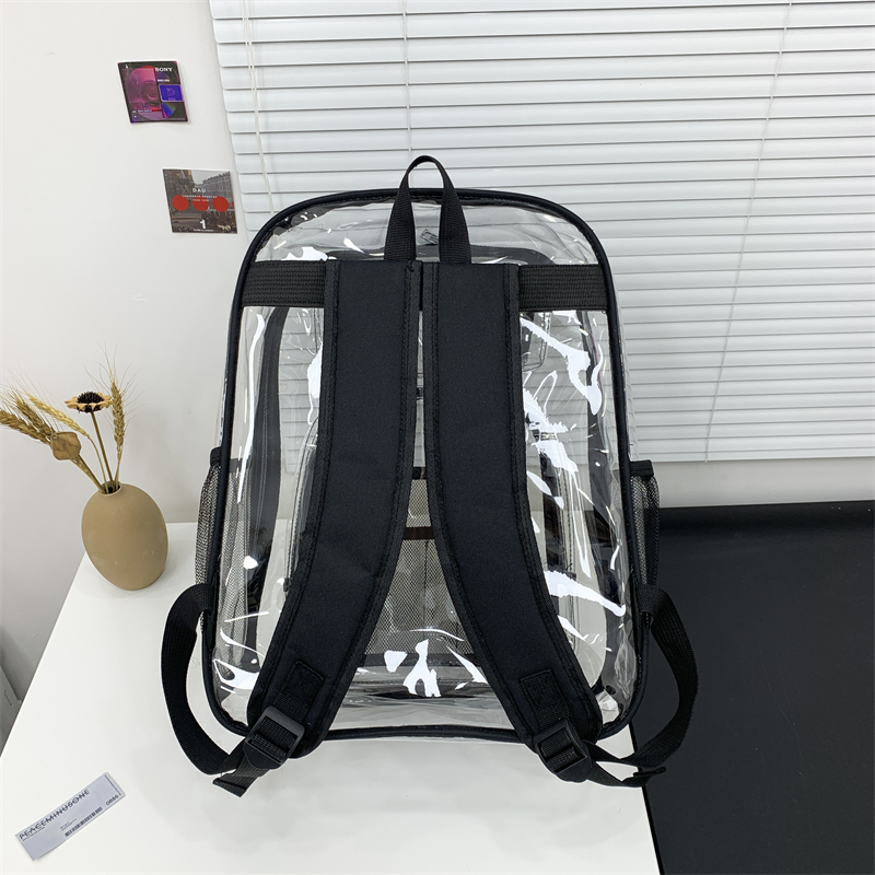 Mochila impermeável transparente saco de escola grande capacidade mochila sólida clara unisex moda saco plástico transparente