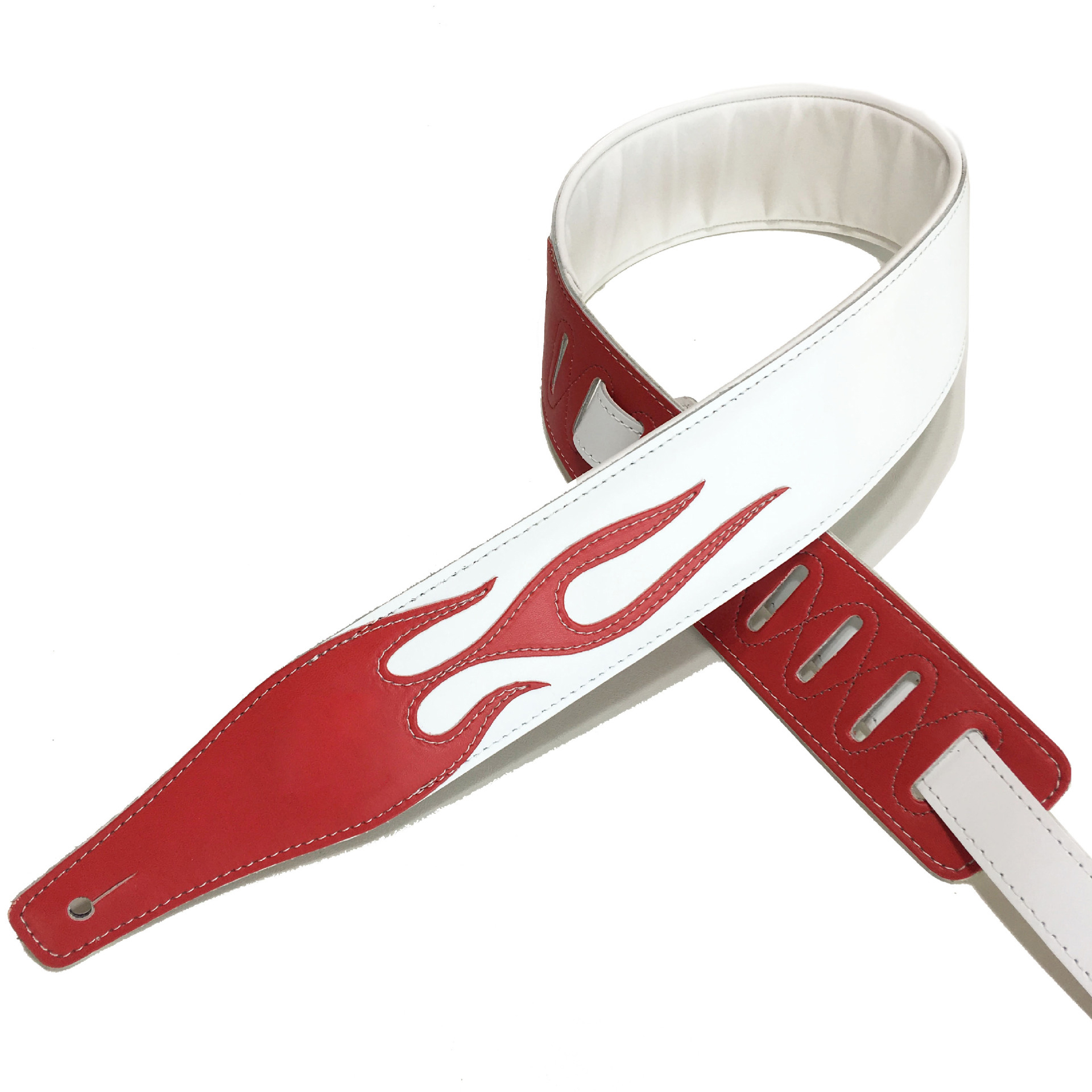 Vorson-correas de guitarra para bajo, correa de cuero con personalidad, serie llama roja, accesorios de correa de guitarra, correas de relámpago blancas y negras
