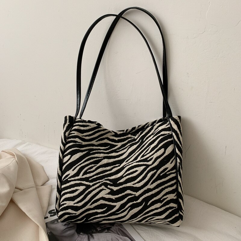 Stijlvolle damestas voor de herfst en winter, internetberoemd, 100-- delige schoudertas, casual tote bag: Zebra