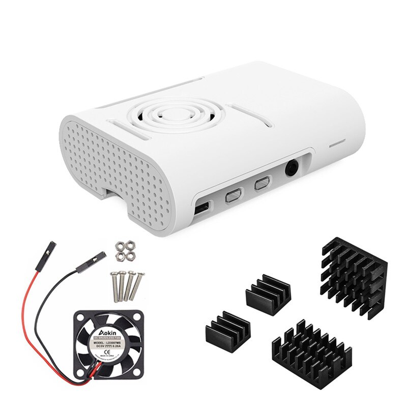 Raspberry pi 4 Fall mit lüfter Kühlkörper aluminium kühlkörper für Raspberry pi 4: white 3 in 1