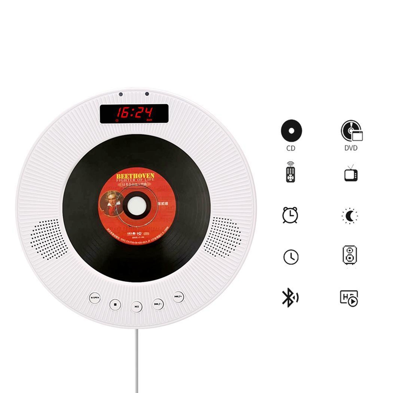 Wall Mounted CD Player Surround Sound DVD MPlayer Hifi FM Radio Bluetooth Portable Music Player Remote Control Support USB TF Ca