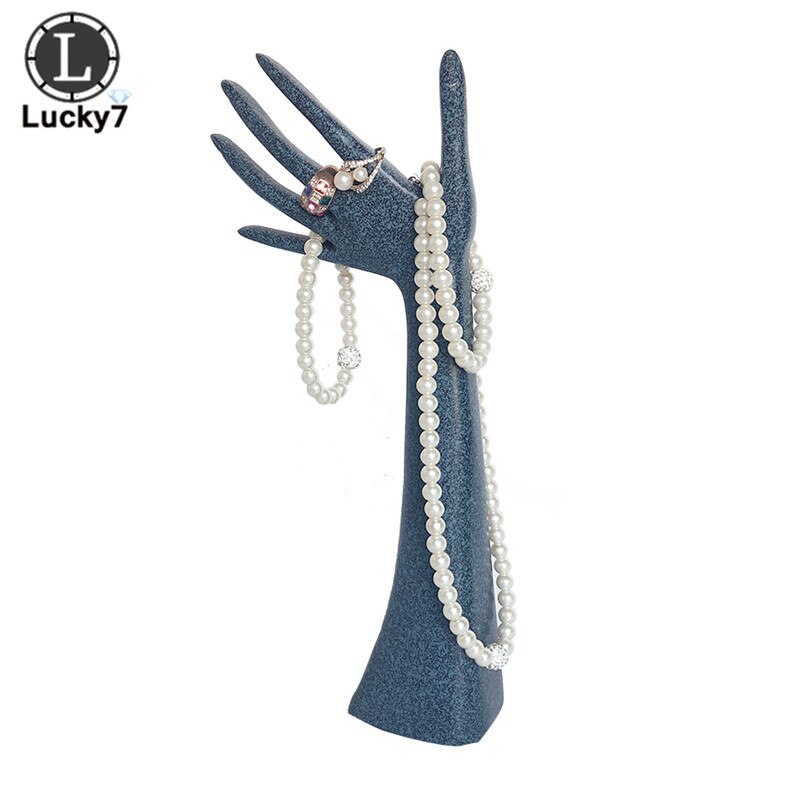 Resin Side Face Portrait & OK Hand Model Necklace Jewelry Stand Storage Earrings Hanging Bracelet Ring Jewelry Display Props: Long Pole Hand