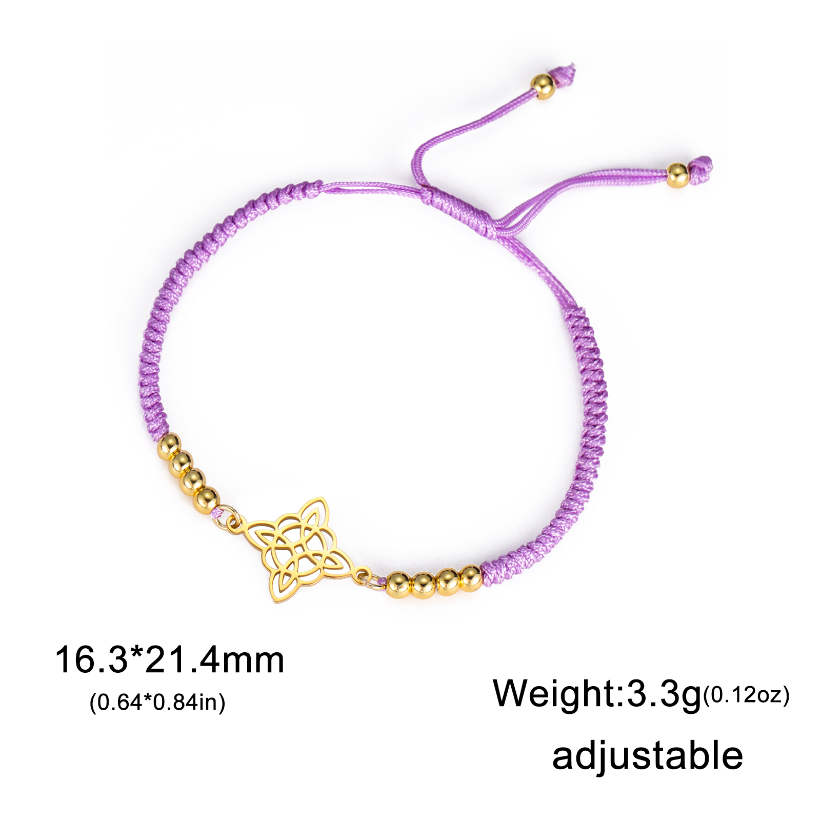 LIKGREAT Bracelet noeud de sorcière irlandaise pour femmes hommes noeud celtique réglable corde tissée bijoux acier inoxydable amulette Talisman: Plaqué bronze antique