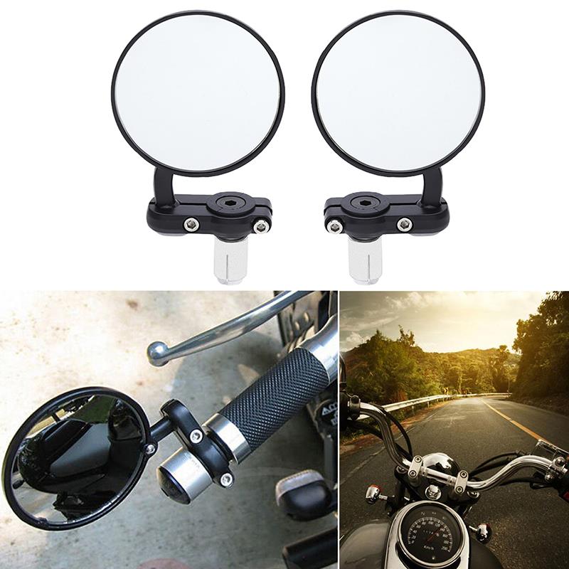 2 pièces Universel Moto Miroir En Aluminium Noir 22mm Fin de Guidon Rétroviseur Rétroviseurs Latéraux Moteur Accessoires De Voiture-Style Utile