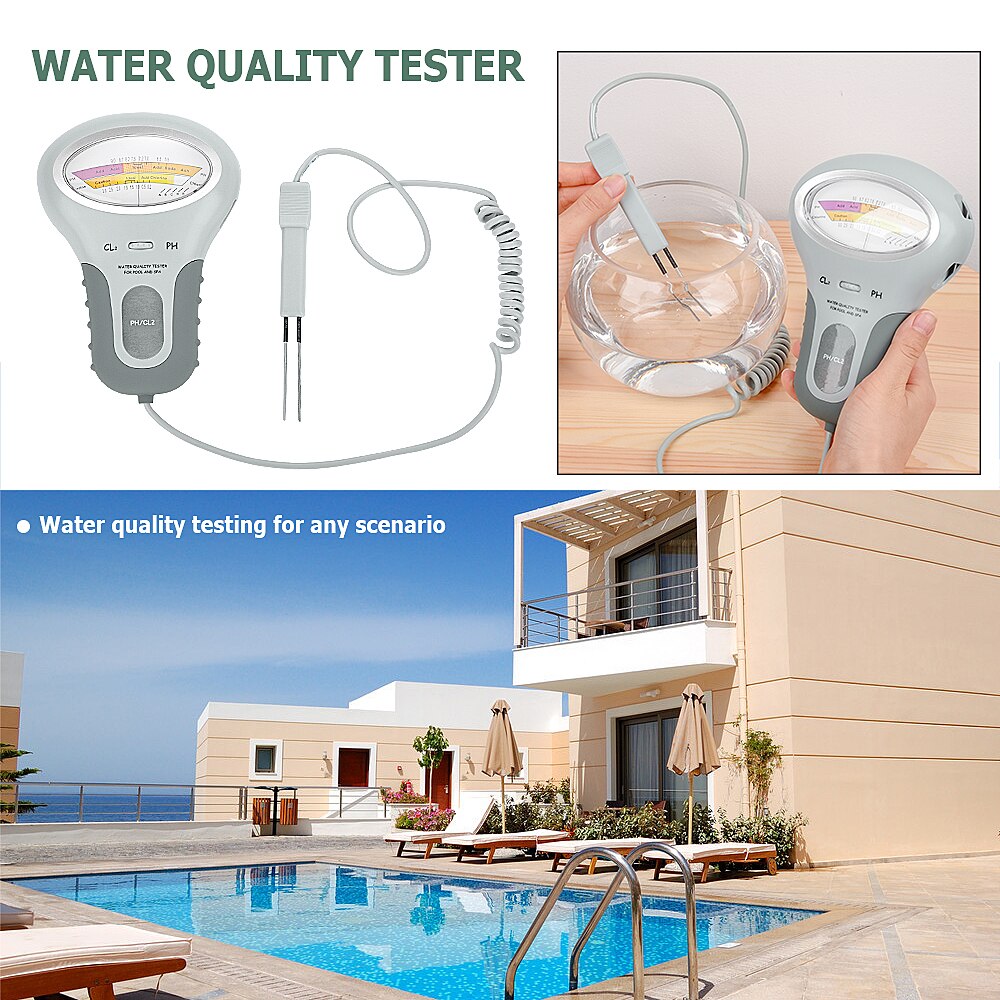 Cl2 tester 2 in 1 vann ph & klor pc -101 nivå bærbare digitale ph meter pool spa analytiske instrumenter