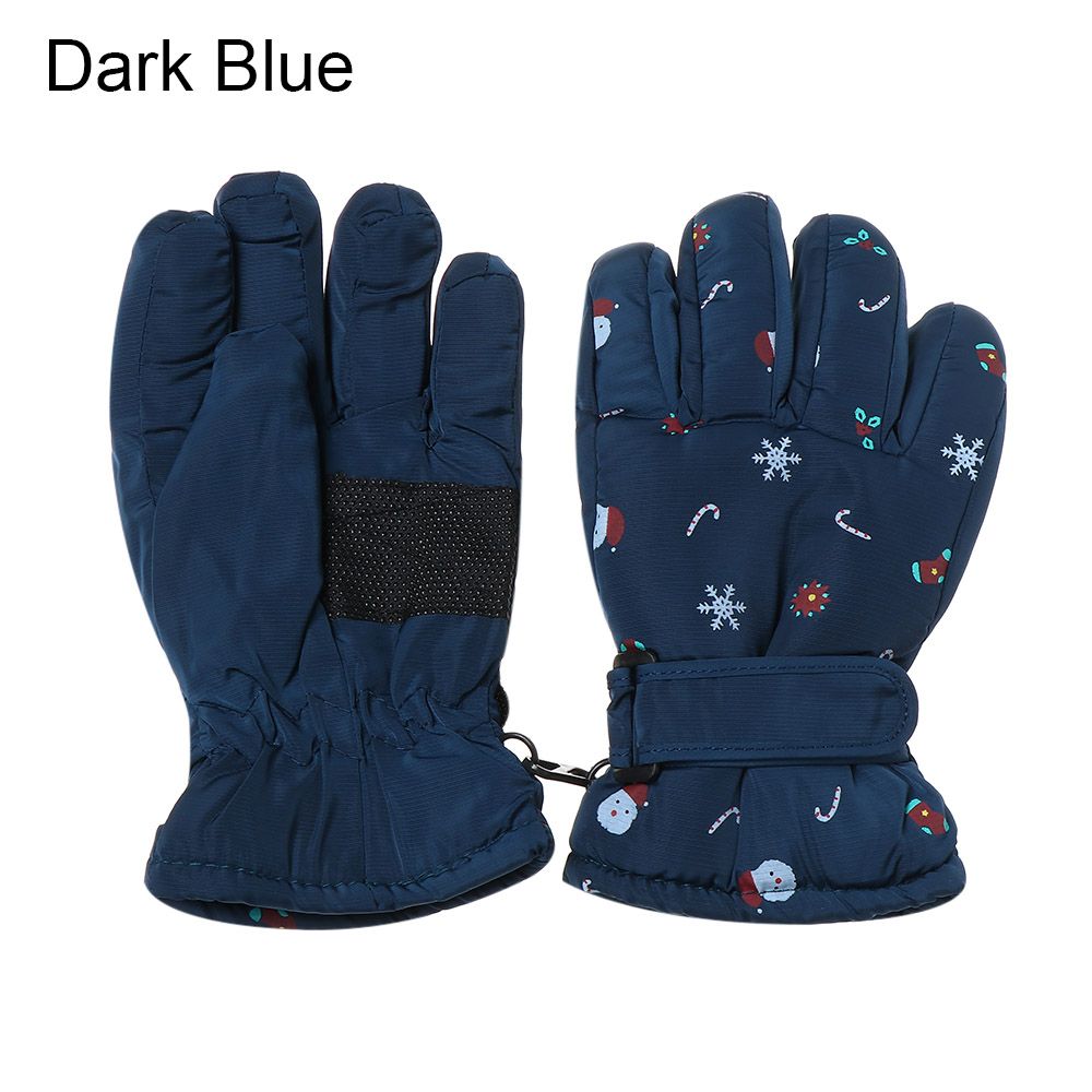 1 Paar Kinderen Ski Handschoenen Lange Mouwen Wanten Winter Winddicht Waterdicht Dikke Warm Antislip Herten Konijn 7-14 Jaar Oud: Dark Blue