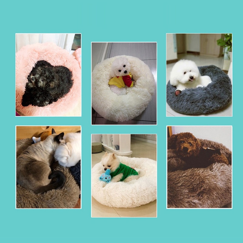Nid d'animaux Macarons chat profond sommeil | Forme ronde, animal en peluche, nid de chat, chaton d'hiver, chiot , pour la maison, fournitures de lit, directe