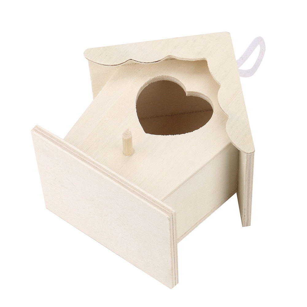 1pc fuglehus i tre for barn fuglebur reir dox reirhus fuglehus fuglekasse to lag rundt hull dekorativt