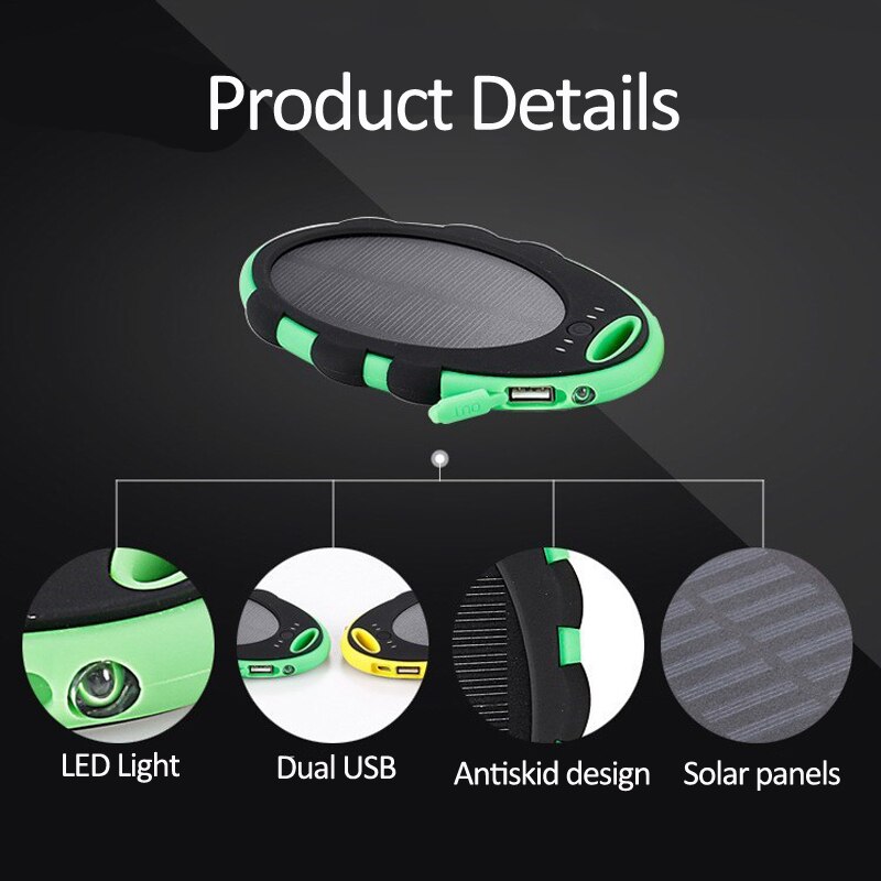 Solar Power Bank Case Dual USB Ports 4000mah Portable Battery Shell Box Case Digital Power Bank Battery Storage Cases DIY KIT