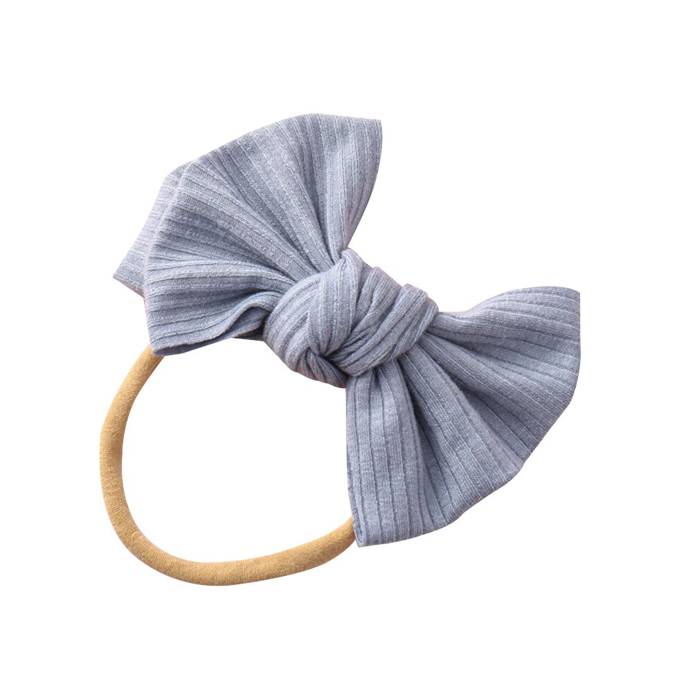 Baby Girls Knitted Ribbed Hair Bows Ties, Lovely Hair Bands Elastics Ponytail Holders Toddler Hair Accessories: Gray