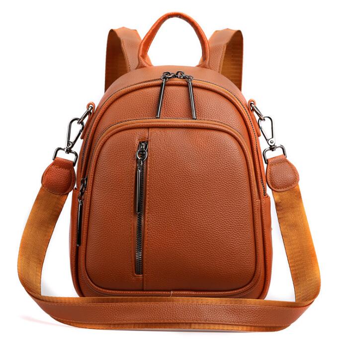 Chuwanglin Rugzak Vrouwen Pu Lederen Rugzak Vrouwen Knapzak Reizen Rugzakken Schouder Schooltassen Mochila Back Pack F501105: 2-brown