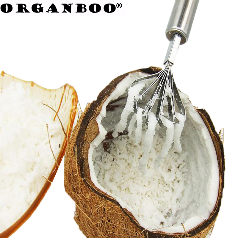 ORGANBOO 1 ST Rvs Kokosnoot Raspen Kokosnoot Handgemaakte Schubben Gereedschap Keuken Gadgets hang 18*4 cm