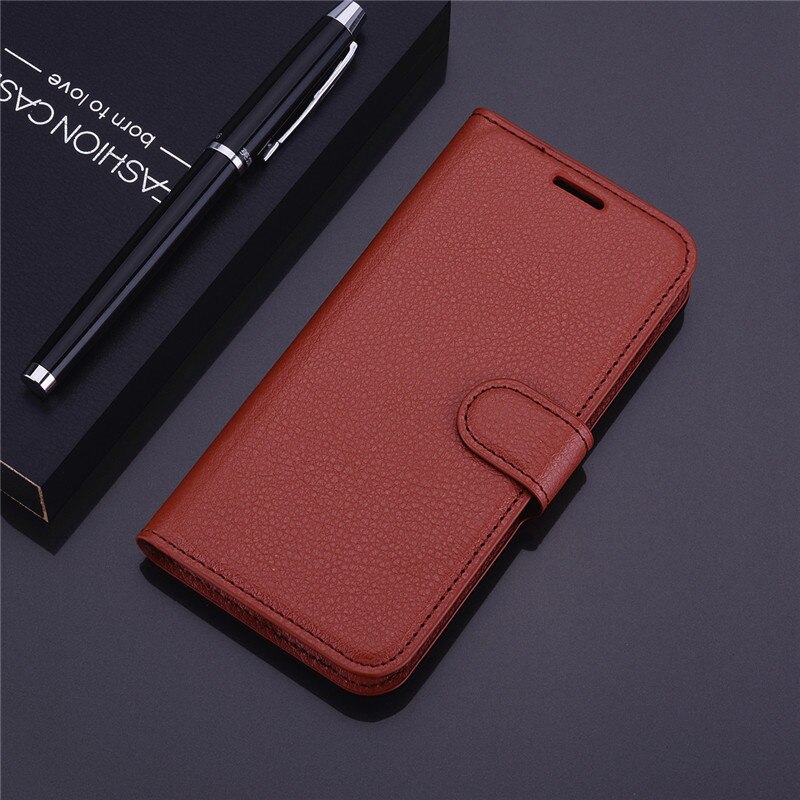 Funda Huawei Y6 Funda Huawei Mya-L41 Funda de cuero PU Funda con tapa para Huawei Y6 Mya-L41 Mya-L11 Fundas de teléfono coque: Brown