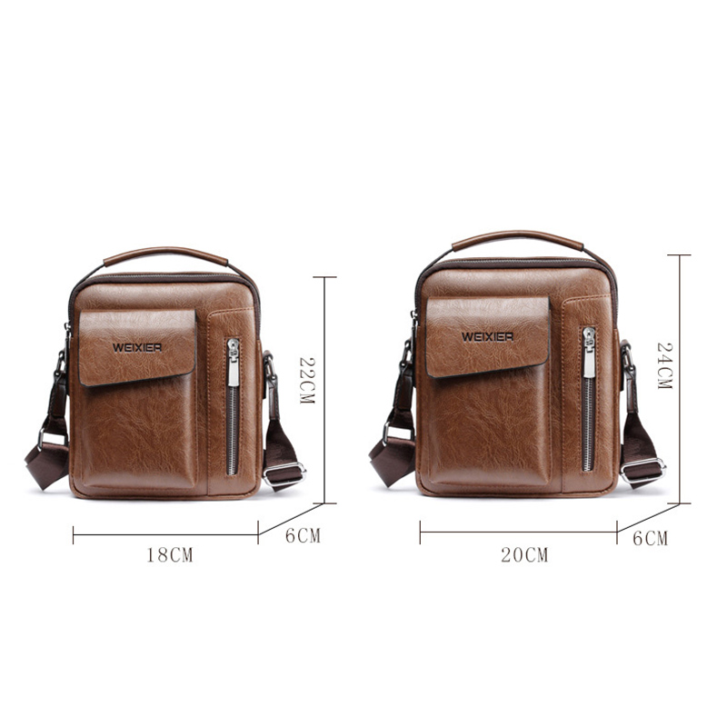 WEIXIER Effen Kleur Retro Stijl mannen PU Zacht Materiaal Classic Eenvoudige Messenger Bag Messenger Bag