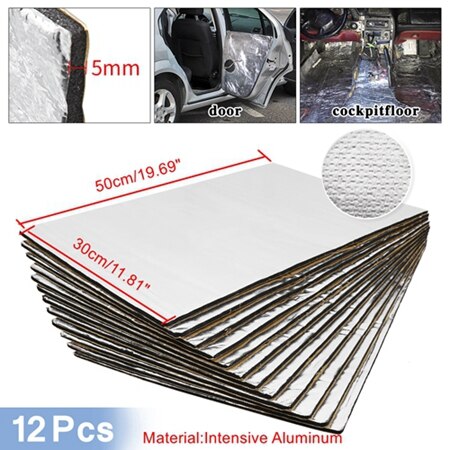 9 stuks /12 stuks 50cm*30cm geluidsdemper warmte-isolatiemat auto bus geluidsisolatie dempende isolatie motorkap isolatie: 12 stuks aluminiumoxide