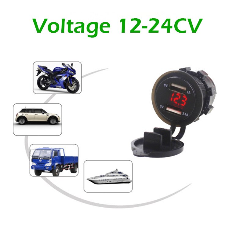 DC 12-24V 3.1A Dual USB Port Car Charger Cigarette Lighter Socket Power Adapter with LED Digital Voltmeter Meter Monitor