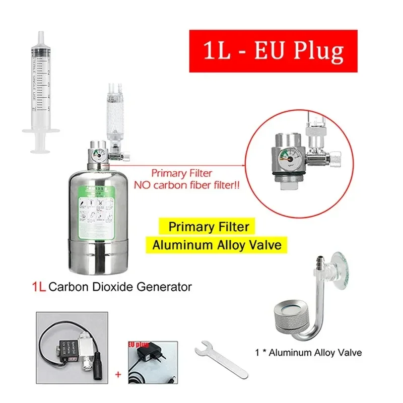 DIY Kooldioxide Reactor Kit Aquarium Fish Tank CO2 Generator RVS Cilinder Generator Systeem voor Aquatische Plant Vis: Licht Groen