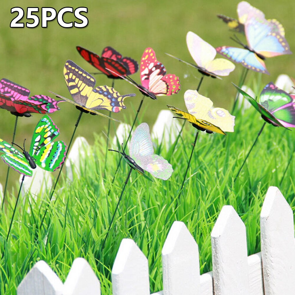25 Stuks Vlinders Tuin Yard Planter Kleurrijke Grillige Glow Bij Nacht Vlinder Stakes Outdoor Decor Bloempotten Decoratie