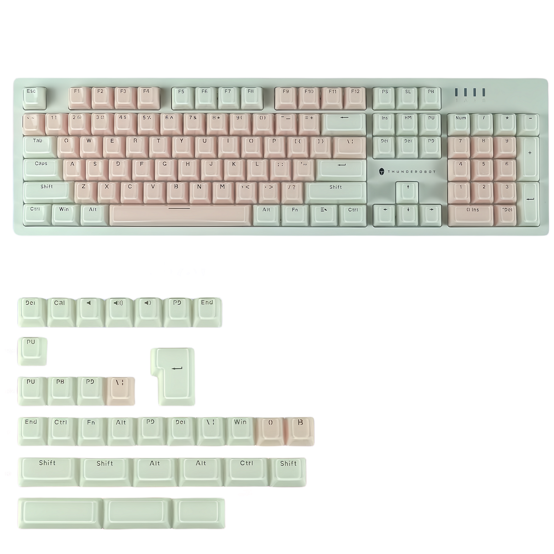 Capuchons de touches translucides ronds en MSI, profil OEM pour clavier mécanique, aucun MX, touches rétroéclairées en cristal de glace, barre d'espace ISO: Cyan