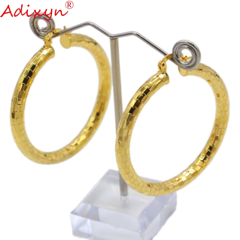 Adixyn QUATTRO dimensione può scegliere Africano Grande Orecchini A Cerchio per Le Donne di colore Oro e Ottone contorto Orecchino Arabo/Etiope n09231