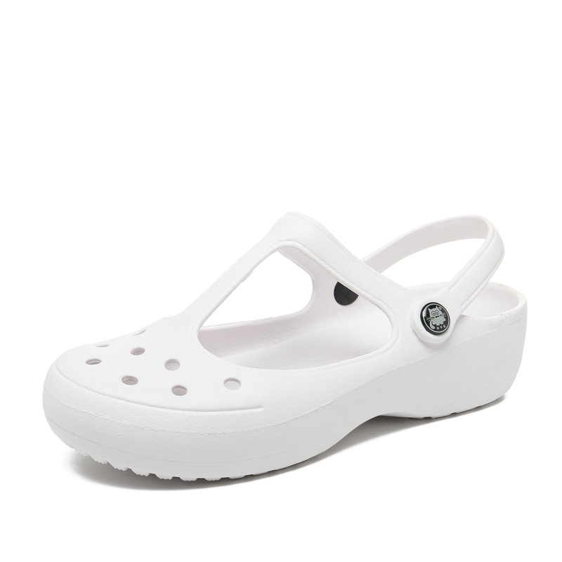 Sommer Frauen Maultiere Clogs Strand Atmungs Mary Janes Süße Hausschuhe frau Sandalen Gelee Schuhe Nette Garten Schuhe Clog Für frau: white / 8
