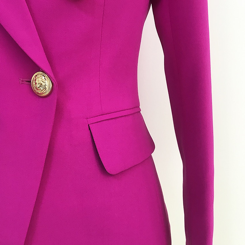 High street blazer dame dobbeltradet løveknapper slim fit lækker lilla blazer jakke