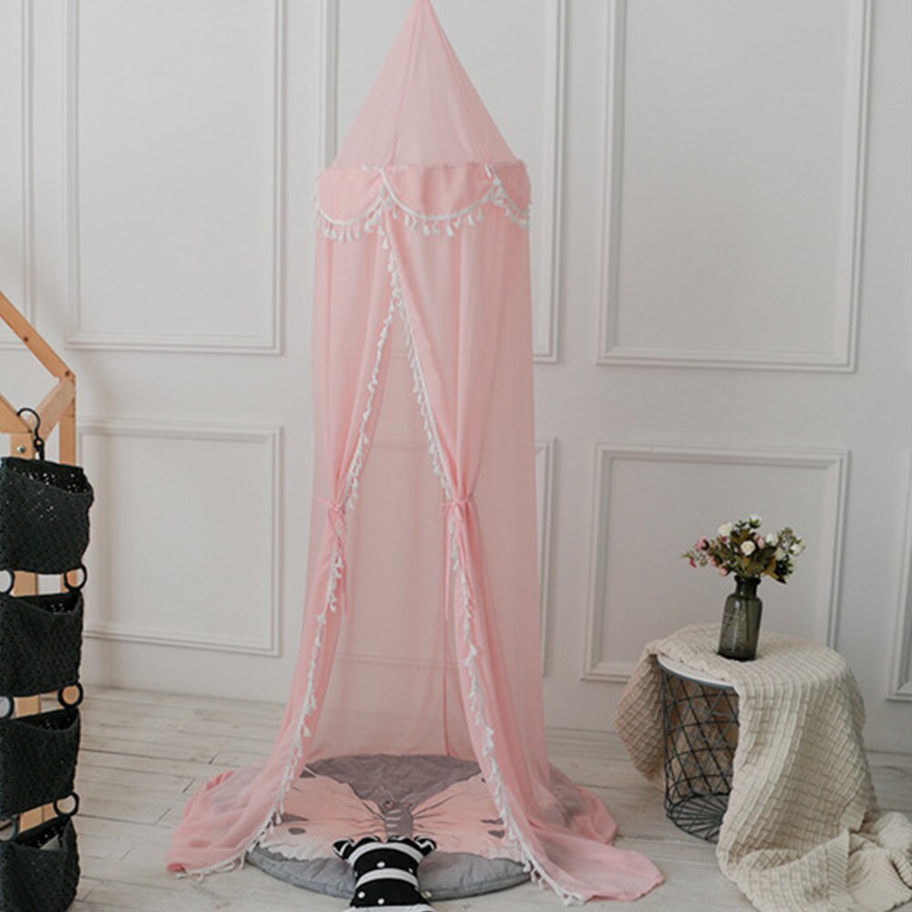 Hängen Baby Bett Moskito Net Vorhang Zelt Baby Krippe Netting Runde Hing Kinder Baldachin Zelt Kinder Zimmer Dekor Bett Moskito net: Rosa