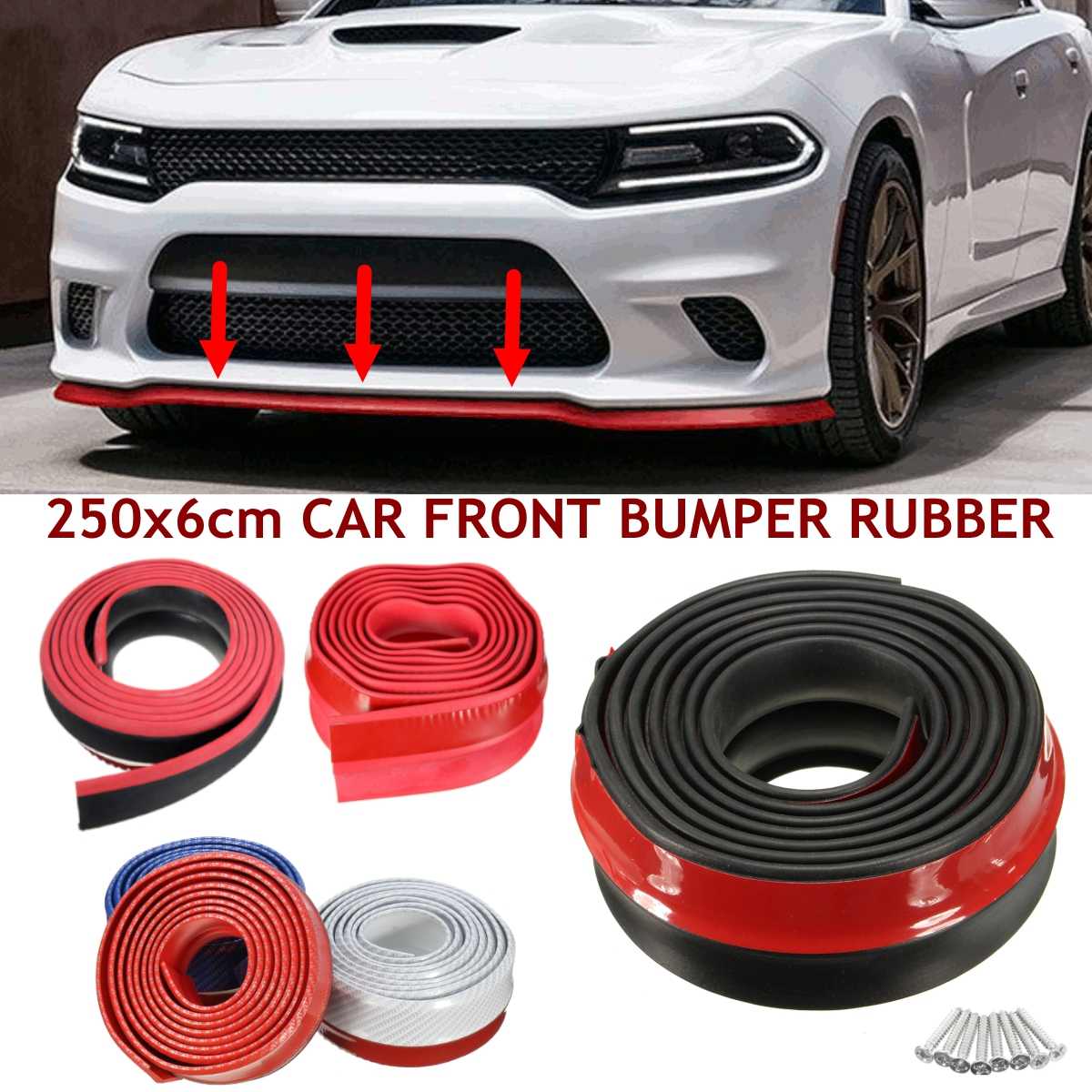 2.5m Anti-scratch Strip Car Front Bumper Protector Rubber Bumper Guards Lip Mouldings Splitter Chin Body Door Pedal Trim