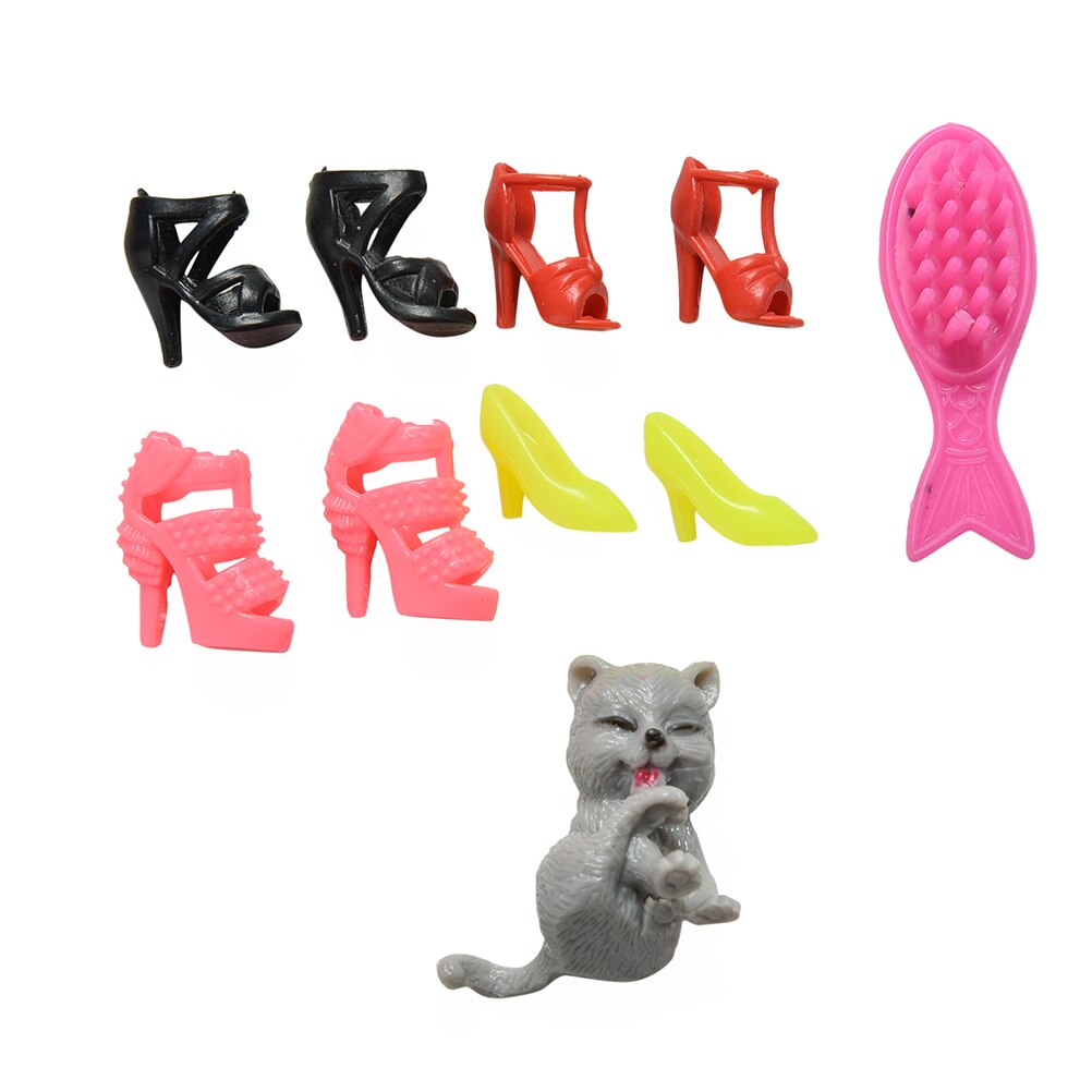 1 Set Poppen Accessoires Speelgoed Blister Speelgoed Voor Plastic Schoenen Vis Vorm Kam Kat Voor Pop