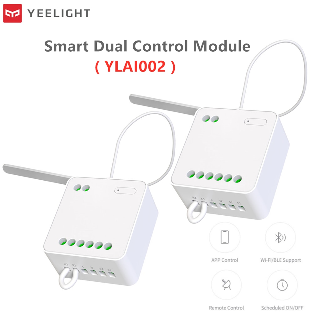 Originele Yeelight Twee-weg Controle Module Draadloze Relais Controller 2 Kanaals Intelligente Switch Werk Voor Mijia App