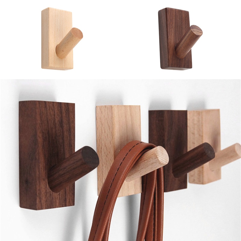 Houten kapstok natuurlijke houten kledinghanger kledingtas hoedenhanger koptelefoon sleutelhanger huisdecoratie hal wandhaak