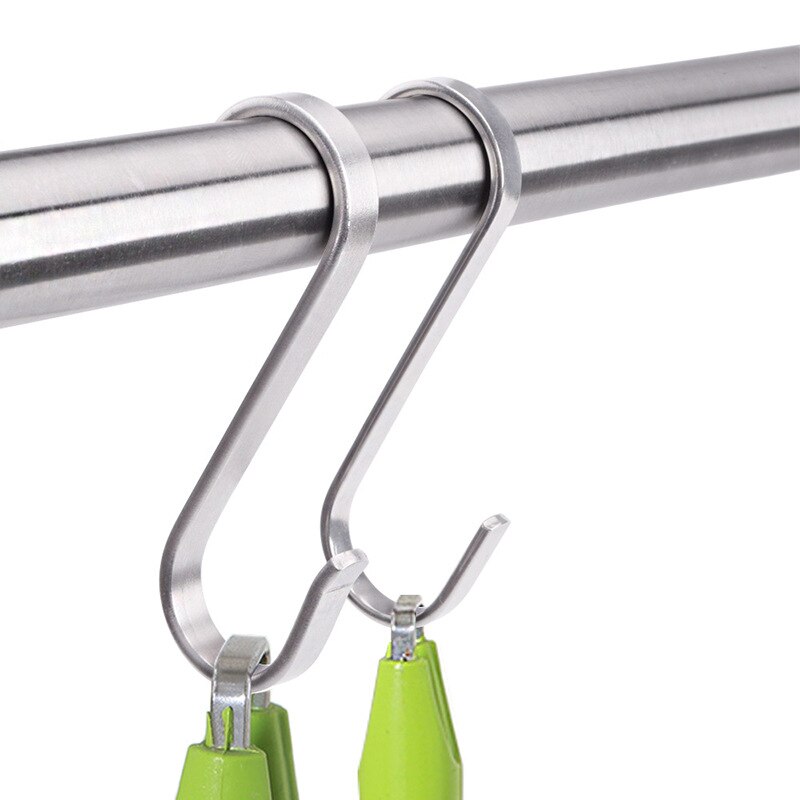 10PCS/Lot Stainless Steel S Hook S Shape Storage Hook Cabinet Kitchen Clothes Hanger Closet Hanging Organizer Accessories