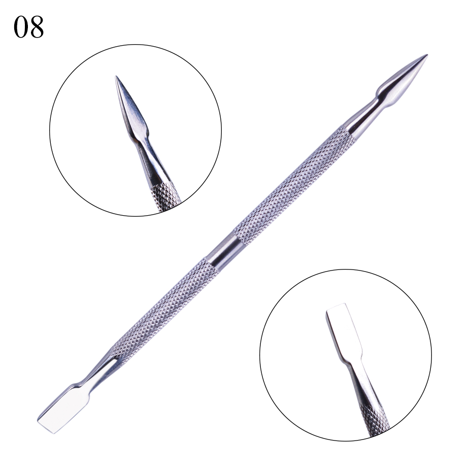 1pc Stainless Steel Cuticle Pusher Spoon Double Sided Nail Art Trimmer Dead Skin Cutter Manicure Pedicure Nail Care Tools LY1-9: 08