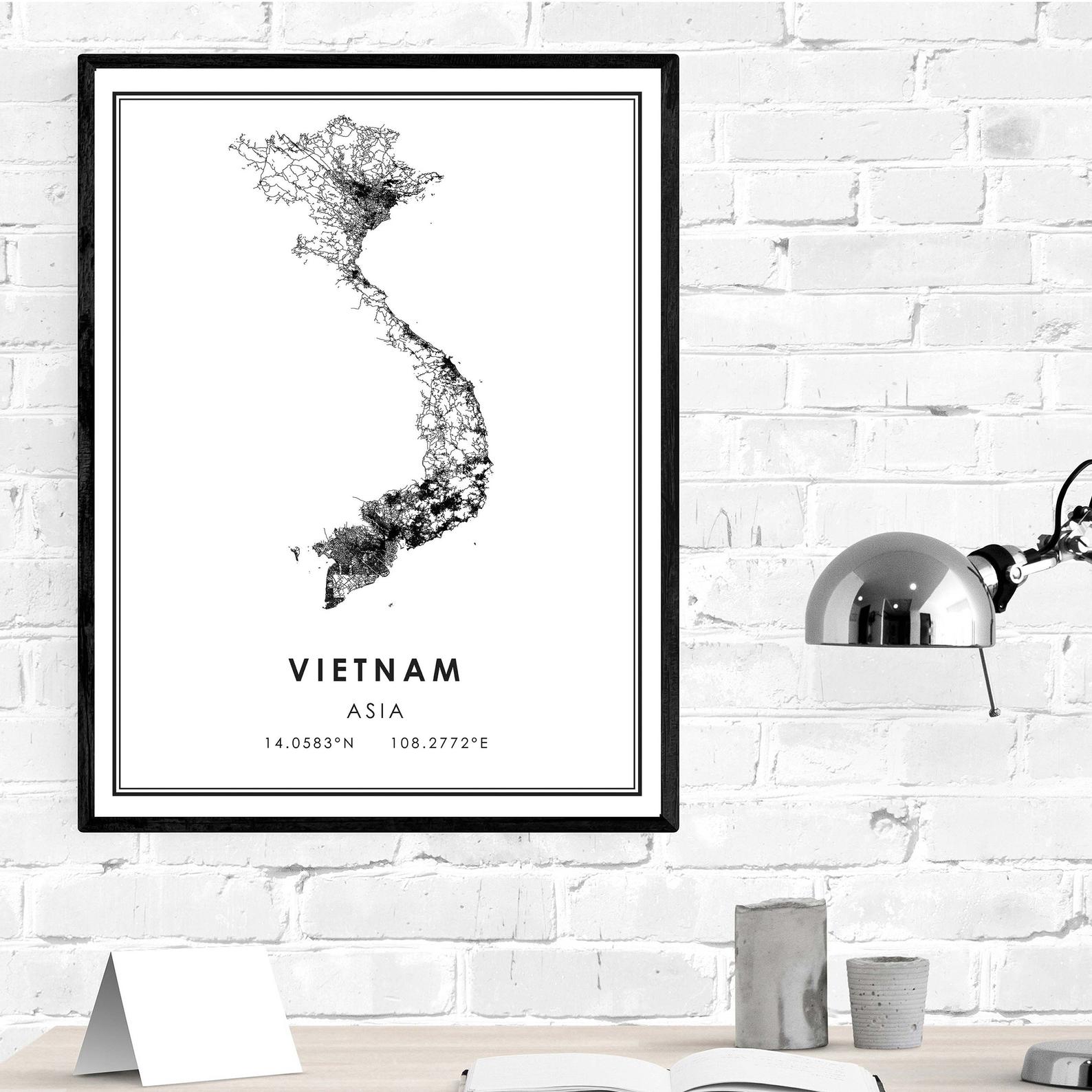 Vietnam map print poster canvas | Vietnam Street map | Vietnam city map print poster canvas