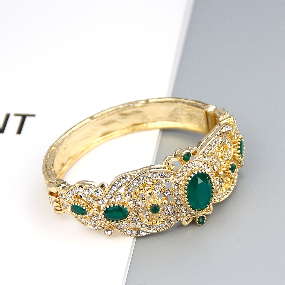 Sunspicems Goud Kleur Marokko Algerije Manchet Armband Armband Voor Vrouwen Volledige Crystal Afrika Etnische Bruiloft Sieraden Bruids